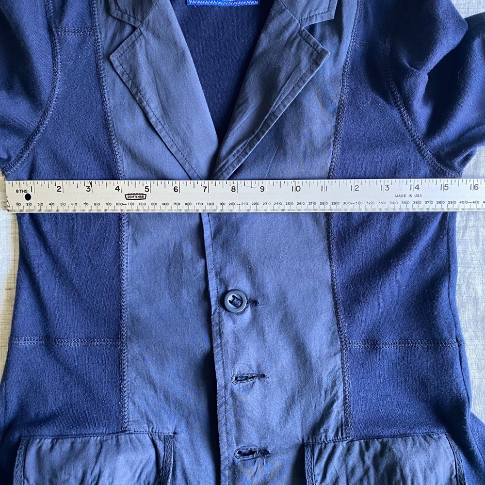 Free People navy blue t-shirt jacket with drawstring back Size 8 - Picture 15 of 16